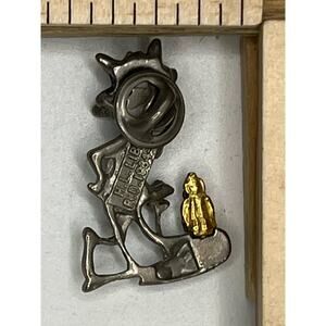 Pewter Wolf Figurine with Gold Mini Idol Collectible Fantasy Display Gift